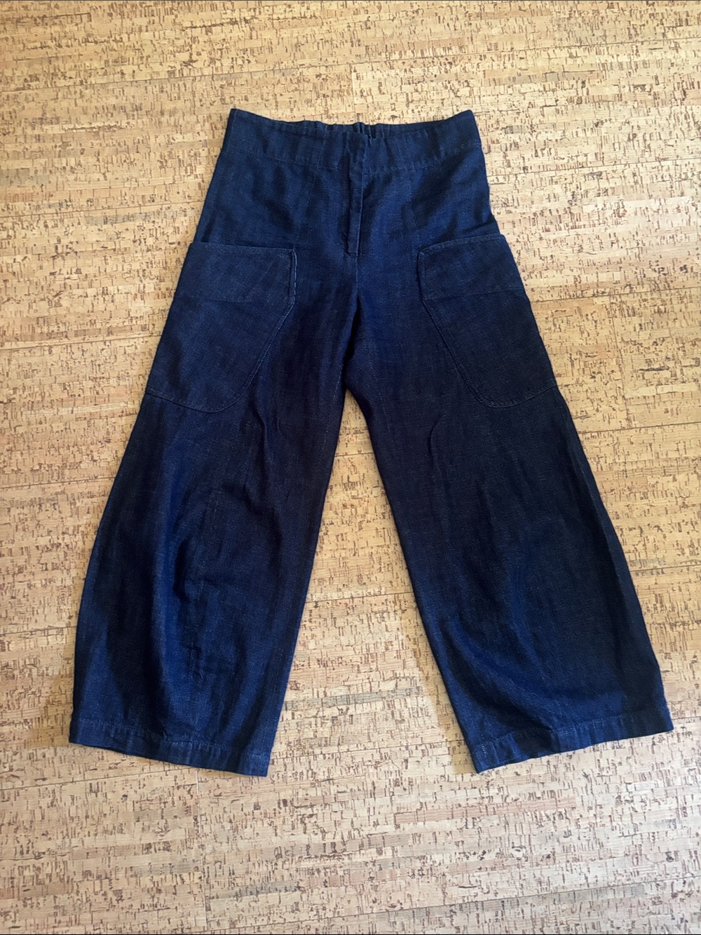 Wide Leg Indigo Linen Blend Pants